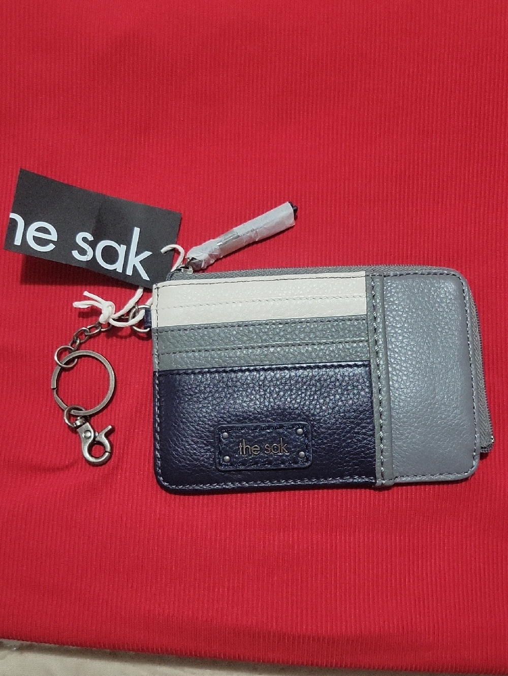 the sak Navy, Gray & Cream Tricolor Card Wallet with Keyring